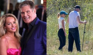 David Hasselhoff seen using walker with wife Hayley Roberts
