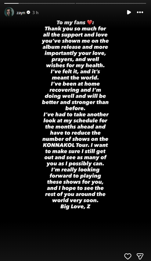 Credit: Zayn Malik/Instagram Stories