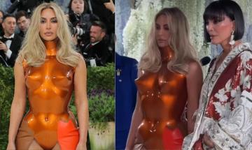 Kim Kardashian stuns in orange pointy dress at Met Gala, Lewis Hamilton absent