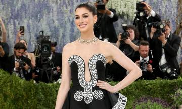 Anne Hathaway turns heads in hand-painted couture look at Met Gala 2026