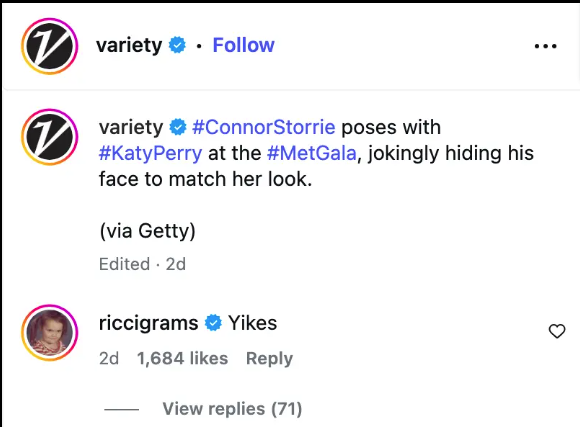 Christina Ricci targets Katy Perry polarising Stella McCartney look in social media post