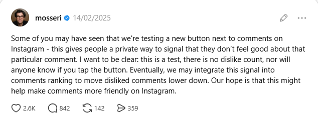 Instagram scales up private dislike button for comments across global accounts