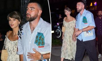 Taylor Swift stuns in $2,000 gown and $1,700 bag at NYC dinner with fiancé Travis Kelce