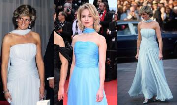 Anastasia Andrushkevich stuns at Cannes 2026 in a tribute to Princess Diana's iconic blue gown