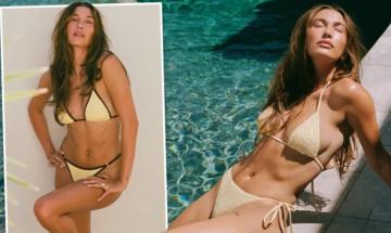 Hailey Bieber poses for Calzedonia after closing a landmark $1 billion beauty deal