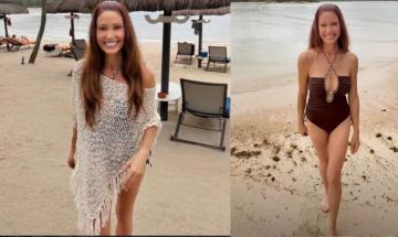 Shannon Elizabeth stuns in a swimsuit for the first time in over two decades