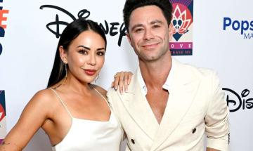 Janel Parrish and Sasha Farber make red carpet debut in coordinated looks