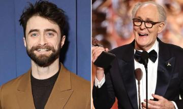 Daniel Radcliffe visits John Lithgow backstage at Harry Potter and the Cursed Child