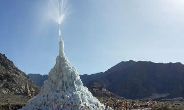 Solar-powered ice towers bring water back to Himalayan farmers