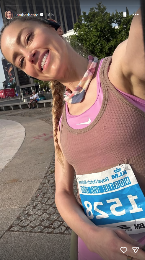 Amber Heard completes first 10K race in Madrid and celebrates with daughter