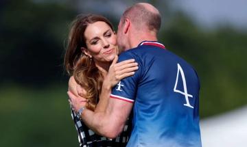 Kate Middleton plants kiss on Prince William at polo