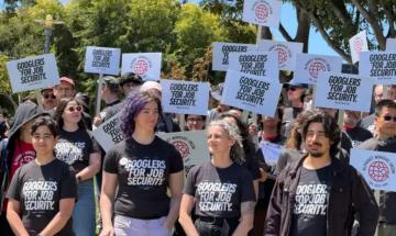 Google employees protest at headquarters over job security concerns