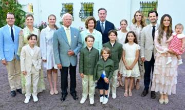 Sweden's Prince Julian pictured wearing blue plaster cast during summer